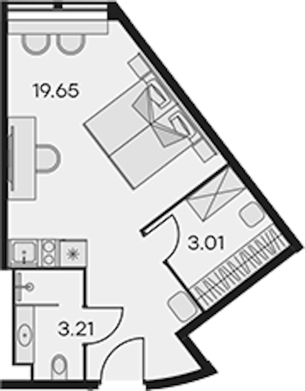 Квартира студия 25.87 м², 14/15 эт., Апарт-отель «Апарт-отель 25-7 Заневский»